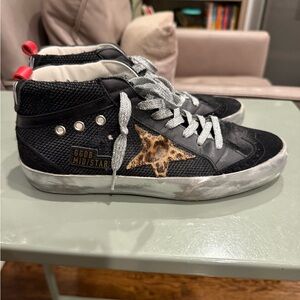 Golden Goose Black and Silver mid star size 8